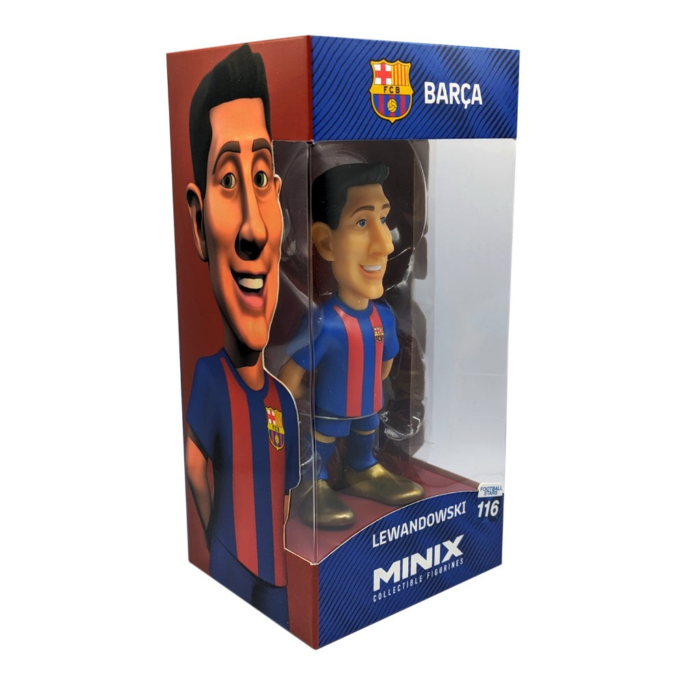 Minix FC Barcelona Football Stars Lewandowski 12cm official licensed collectible figurine in team kit packaging