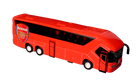 Arsenal Mini Team Bus in bright red with Arsenal crest, black windows, and a detailed six-wheel coach design
