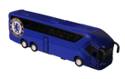 Chelsea Mini Team Bus, a blue miniature coach with black windows, white wheels and the Chelsea crest on its side