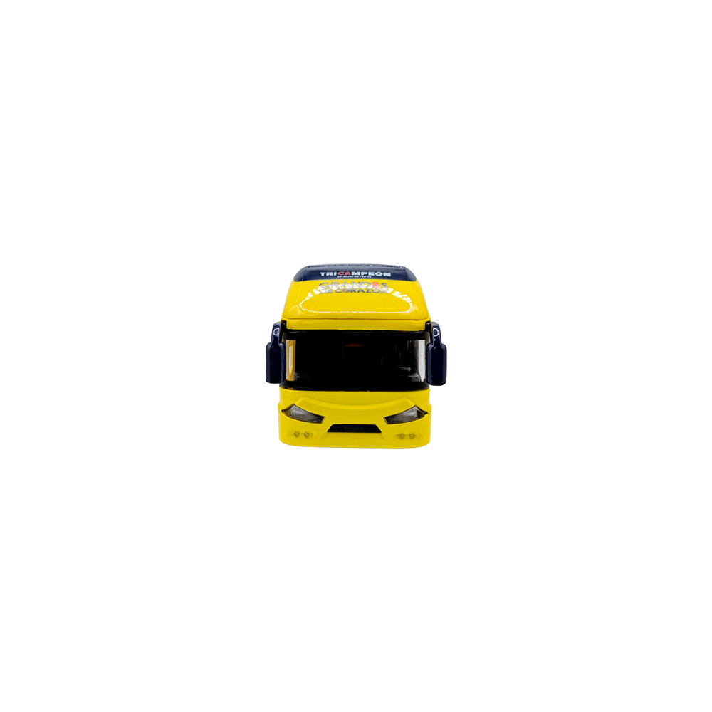 Club América Mini Team Bus collectible bus in bright yellow with black windows, dark trim and front mirrors.