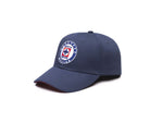 Cruz Azul Adjustable Cap in navy blue twill with an embroidered team crest and curved bill edged in red