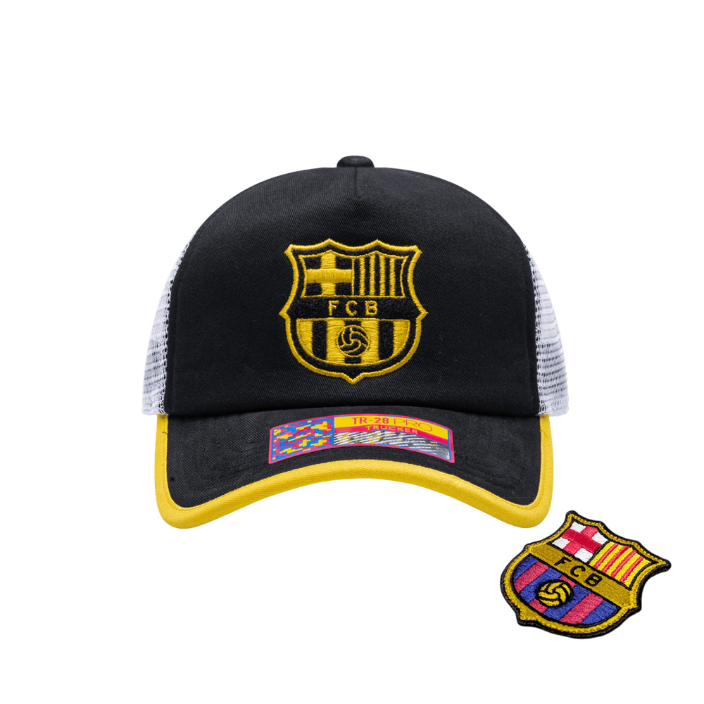 Official FC Barcelona ONE8TH micro-adjust trucker cap with interchangeable patch