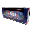 FC Barcelona Mini Team Bus collectible in a clear display box, with a red and blue Barça-branded miniature coach