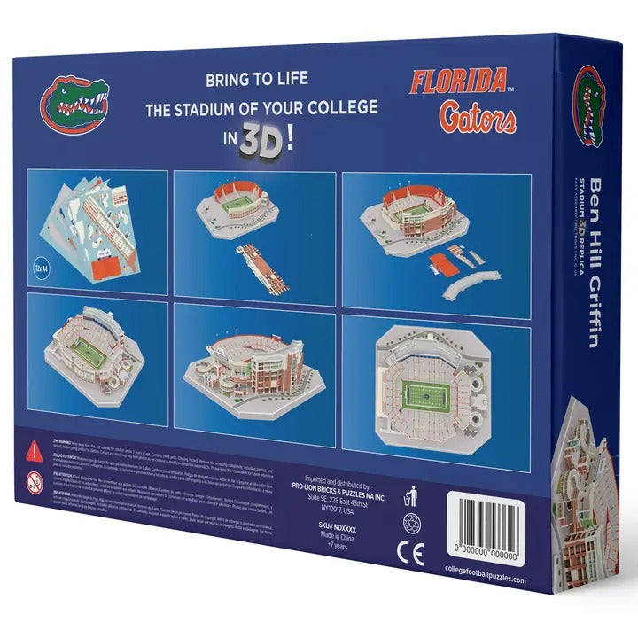 Florida Gators Ben Hill Griffin Stadium 3D puzzle box back with assembly stages