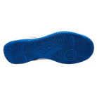 Joma Maxima indoor soccer shoe with a bright blue rubber outsole, featuring deep geometric tread and circular grip details