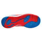 Joma Toledo indoor soccer shoe outsole in red and blue rubber, featuring a patterned non-marking court-grip tread