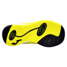 Joma Toledo indoor soccer shoe outsole in bright yellow and black, with textured rubber grip and circular tread zones