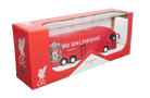 Liverpool Mini Team Bus in a red miniature coach with white Liverpool branding, crest and multi-axle wheels