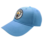 Manchester City Adjustable Cap in sky blue fabric with an embroidered circular club crest and curved brim