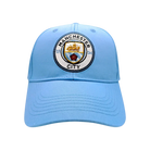 Manchester City Adjustable Cap in light blue polyester with an embroidered circular club crest and curved brim
