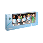 Minix Argentina 5-Pack collectible figurines in sky-blue and white striped football kits, displayed in a blue window box