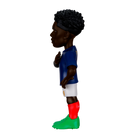 Minix Aurélien Tchouaméni figurine with dark curly hair, blue jersey, white shorts, and bright red and green socks