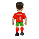 Minix Bernardo Silva football figurine viewed from behind, wearing a red Portugal shirt marked Bernardo and number 10 with green shorts.