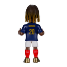 Minix Bradley Barcola figurine with dark braided hair, navy number 20 jersey, white shorts and red socks, shown from behind