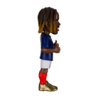 Minix Bradley Barcola collectible football figurine in a navy shirt, white shorts and red socks, with braided hair.
