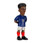 Minix Désiré Doué football figurine with dark skin, black hair, blue France jersey, white shorts and red socks