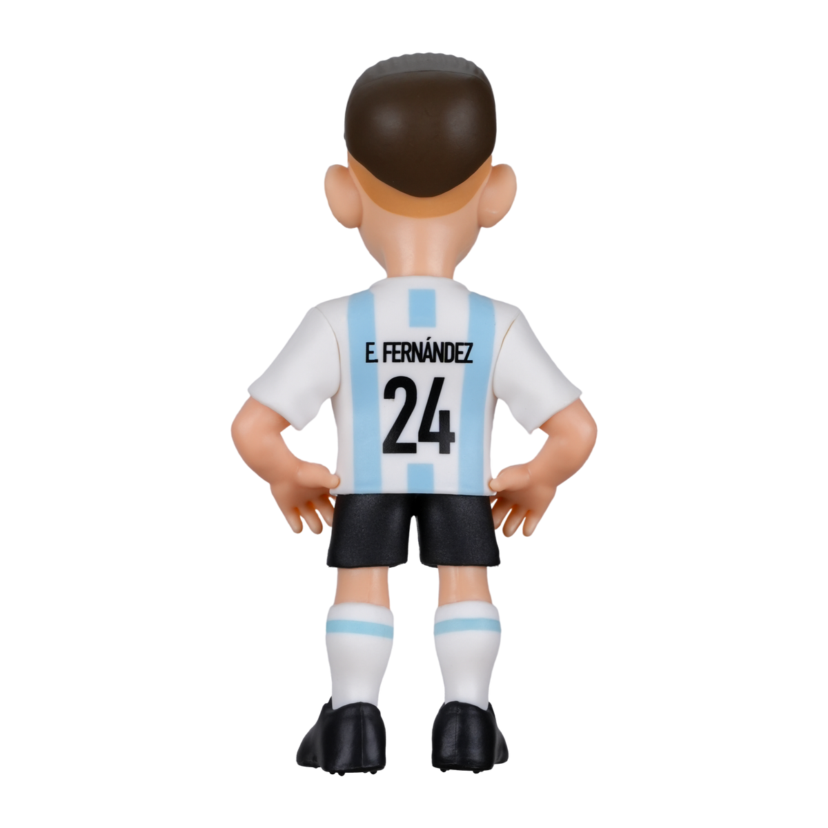Minix Enzo Fernández figurine in Argentina's white and sky-blue striped jersey, showing Fernández and number 24 on the back