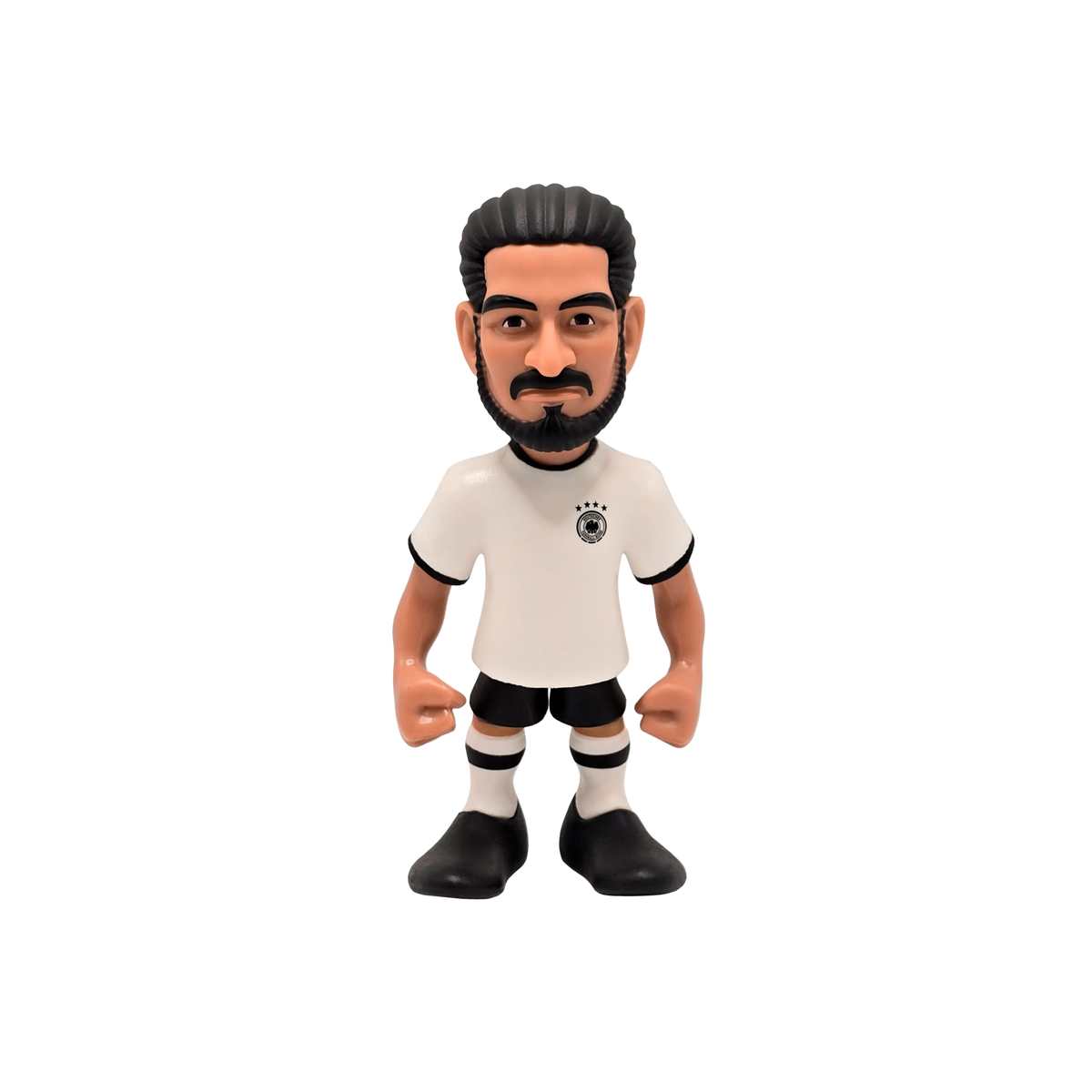 Minix İlkay Gündoğan Germany Figurine wearing a white football shirt, black shorts and socks with a detailed bearded face