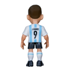 Minix Julián Álvarez figurine shown from behind in Argentina’s white and sky-blue striped number 9 kit, with dark shorts