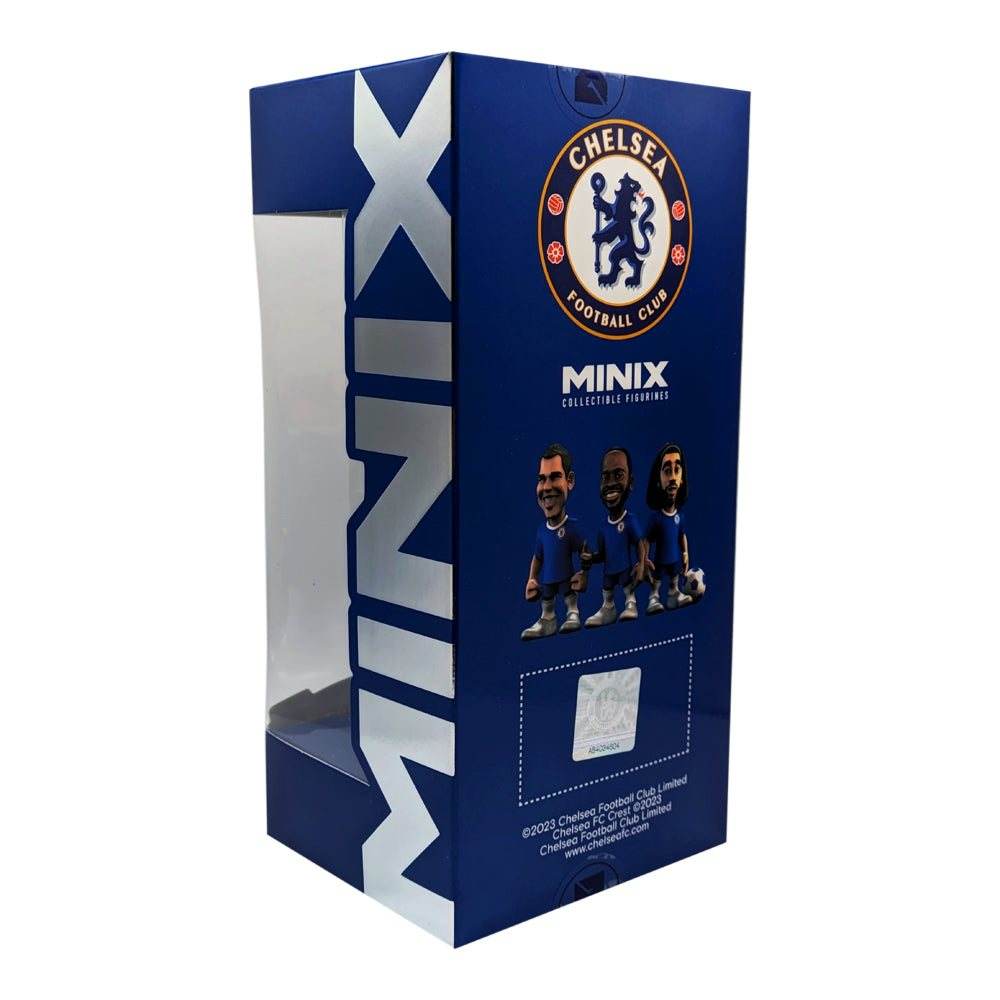 Minix Marc Cucurella Chelsea collectible figurine in a blue Chelsea-branded MINIX display box with player artwork