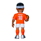 Minix Memphis Depay figurine in an orange number 10 jersey, white shorts and orange socks, with a headband and football