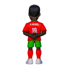 Minix Nuno Mendes figurine viewed from behind, wearing a red Portugal shirt with number 19, green shorts and white boots