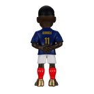 Minix Ousmane Dembélé France figurine shown from behind in a blue number 11 shirt, white shorts, red socks and gold boots
