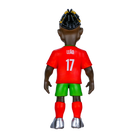 Minix Rafael Leão figurine viewed from behind, wearing a red Portugal number 17 shirt, green shorts and silver boots