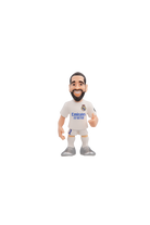 Minix Real Madrid football figurine in a white kit, with a smiling bearded player, short dark hair and oversized head