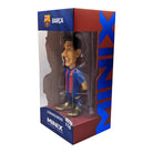 Minix Robert Lewandowski FC Barcelona figurine in a blue and red striped kit, displayed in a branded window box