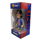 Minix Ronald Araújo FC Barcelona figurine with a smiling sculpt, blue and red striped kit, displayed in a branded box.