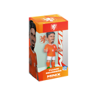 Minix Tijjani Reijnders collectible figurine in an orange Netherlands football kit, posed with thumbs raised inside its branded box.