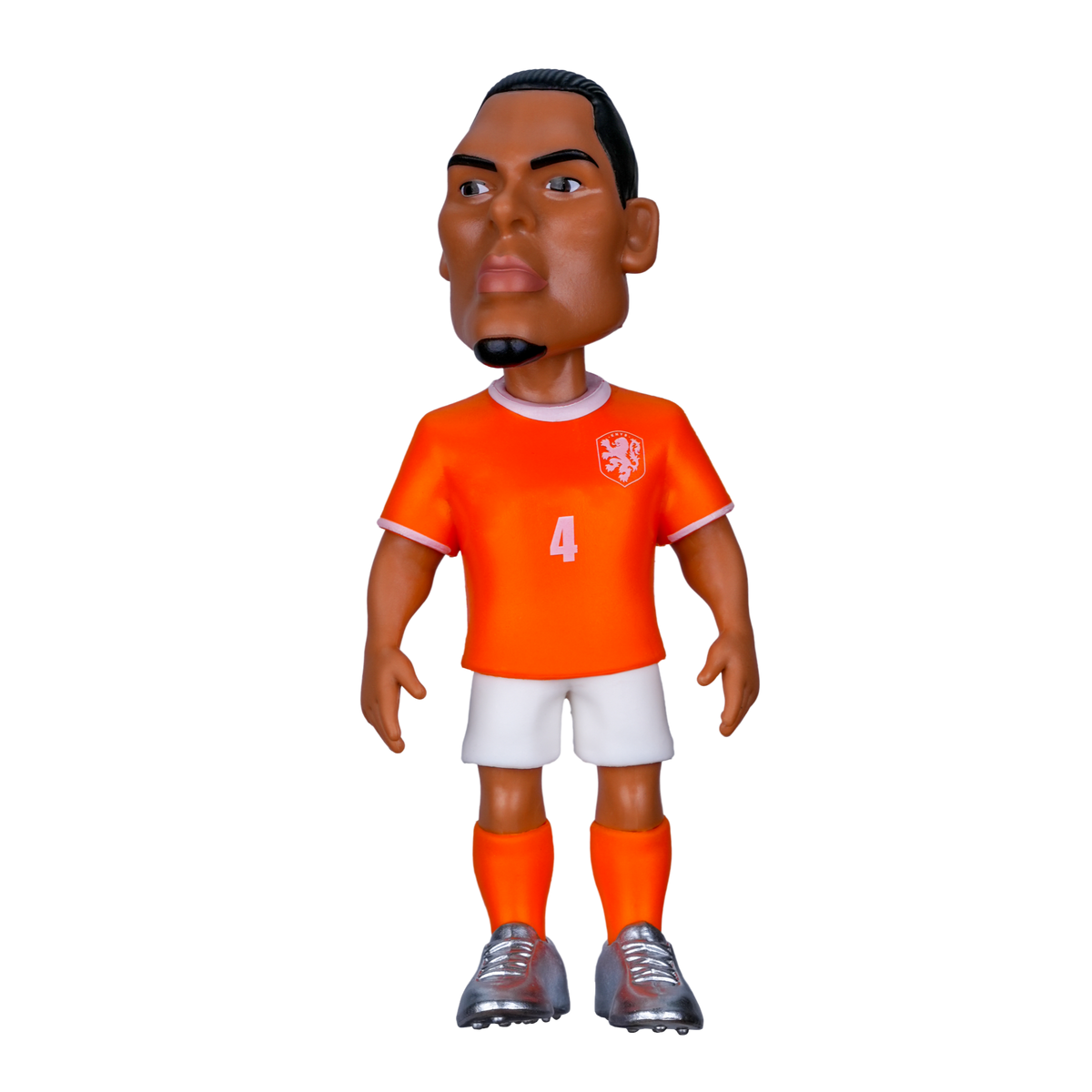 Minix Virgil van Dijk figurine in an orange Netherlands shirt with white shorts, number 4 and grey boots