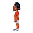 Minix Virgil van Dijk figurine in a bright orange Netherlands shirt, white shorts and silver boots, with tied-back black hair