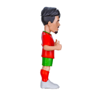 Minix Vitinha Portugal football figurine in a red shirt, green shorts and red socks, with swept dark hair and white boots