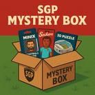 SGP Mystery Box with licensed collectible football stars figurine, Sockers action figure, and 3D stadium puzzle inside cardboard box