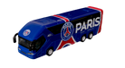 PSG Mini Team Bus in blue with red and white stripes, Paris Saint-Germain crests and lettering on a miniature coach