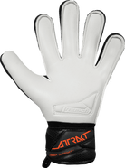 Reusch Attrakt Advance goalkeeper glove with a white palm, black wrist strap, orange lettering and finger support
