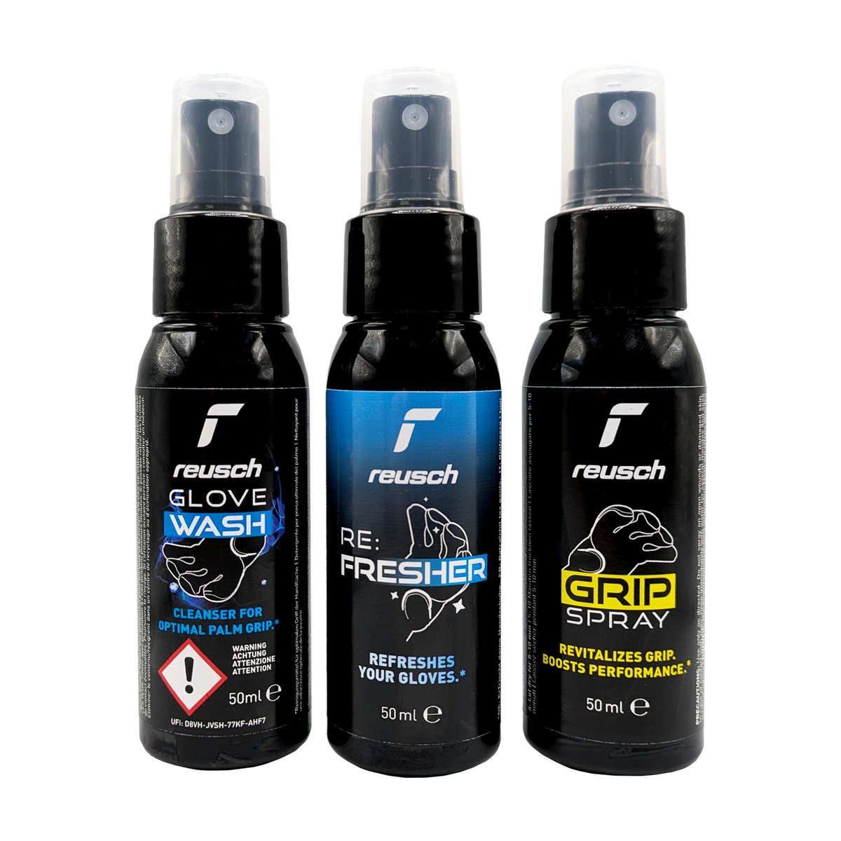 Reusch Glove Wash, Re:Fresher and Grip Spray 50 ml bottles