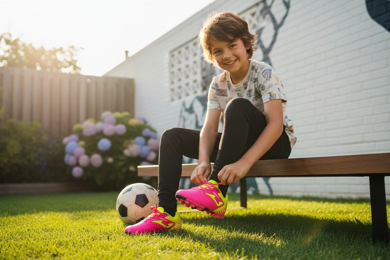 Joma Toledo Junior Molded 24 lightweight soccer shoes for kids with durable outsole and ergonomic heel support