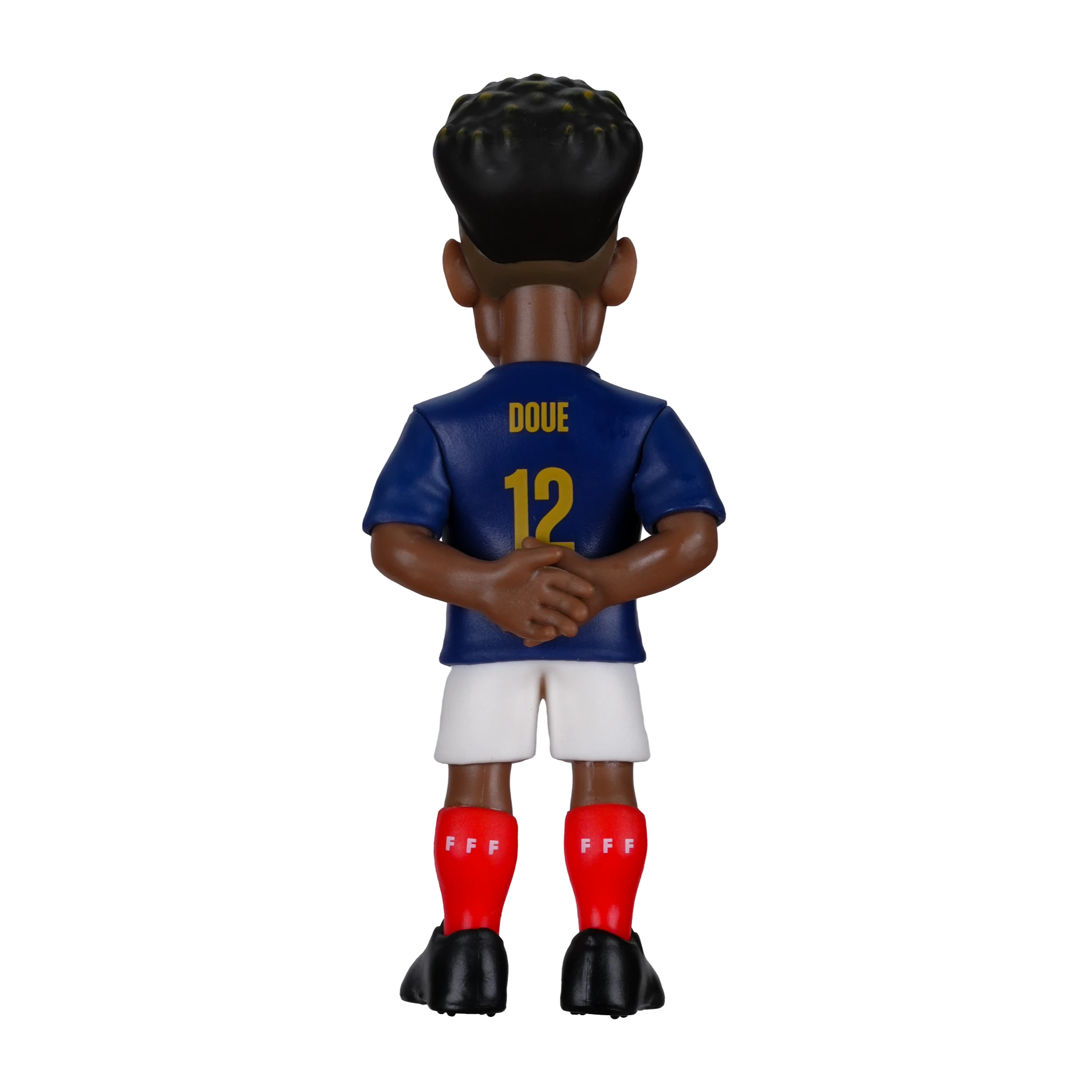 SGP Minix Désiré Doué France football figurine seen from the back wearing the blue national team kit with number 12