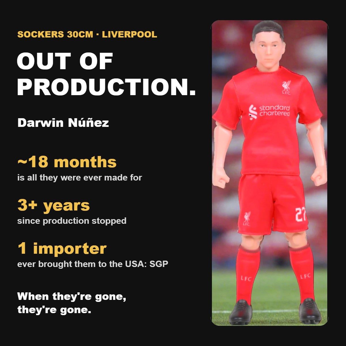 Sockers Darwin Núñez 30cm figure, out of production