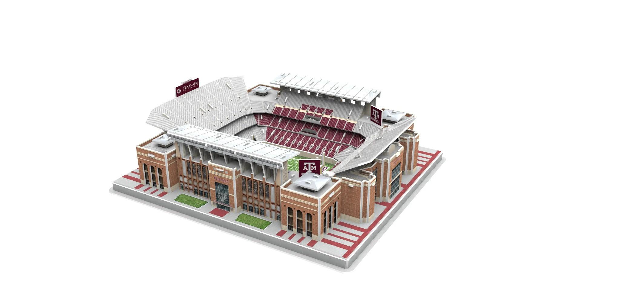3D puzzle replica of Texas A&M Kyle Field stadium with maroon details and signage