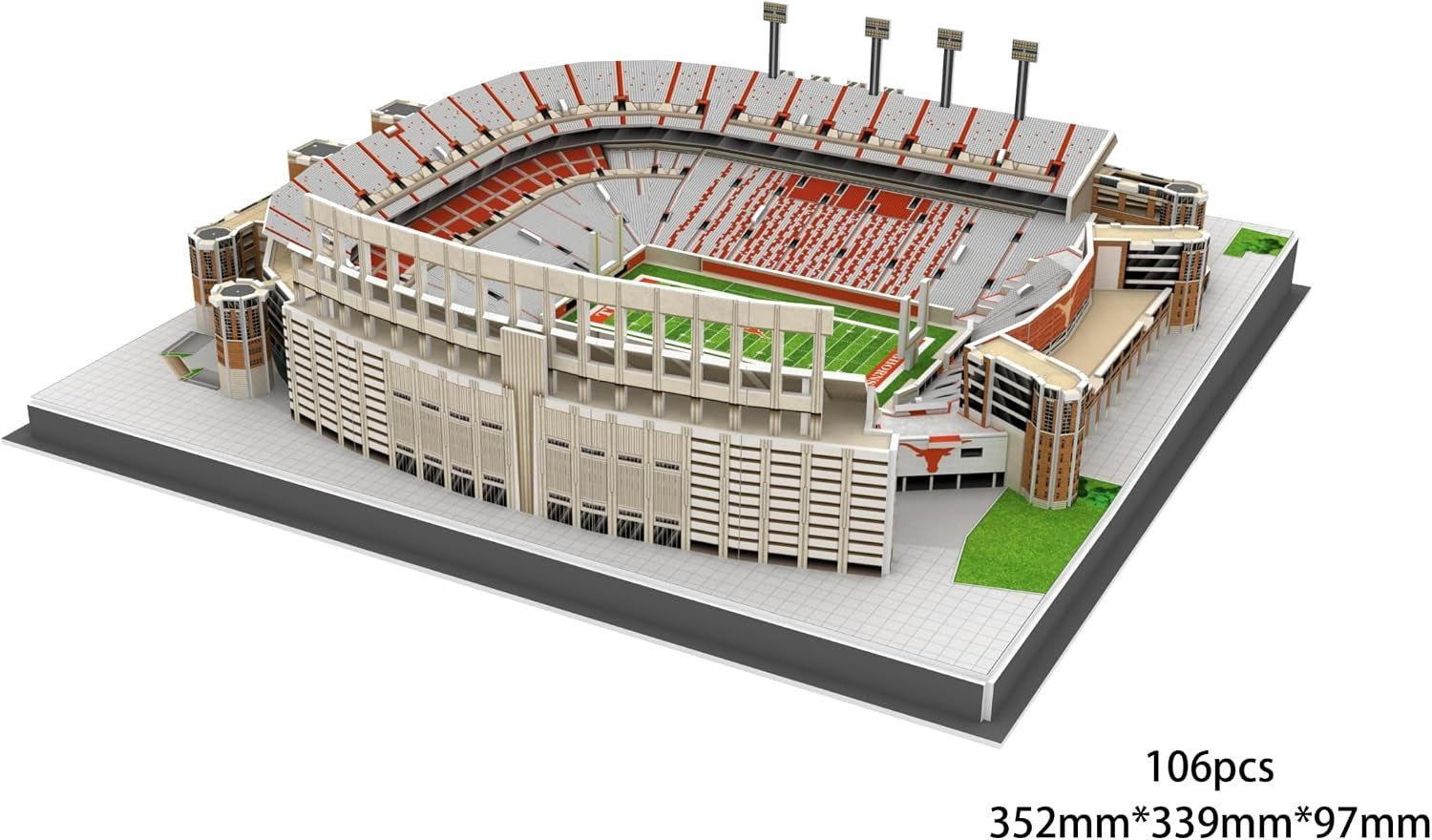 Texas Longhorns Darrell K Royal-Texas Memorial Stadium 3D puzzle model with detailed stadium features