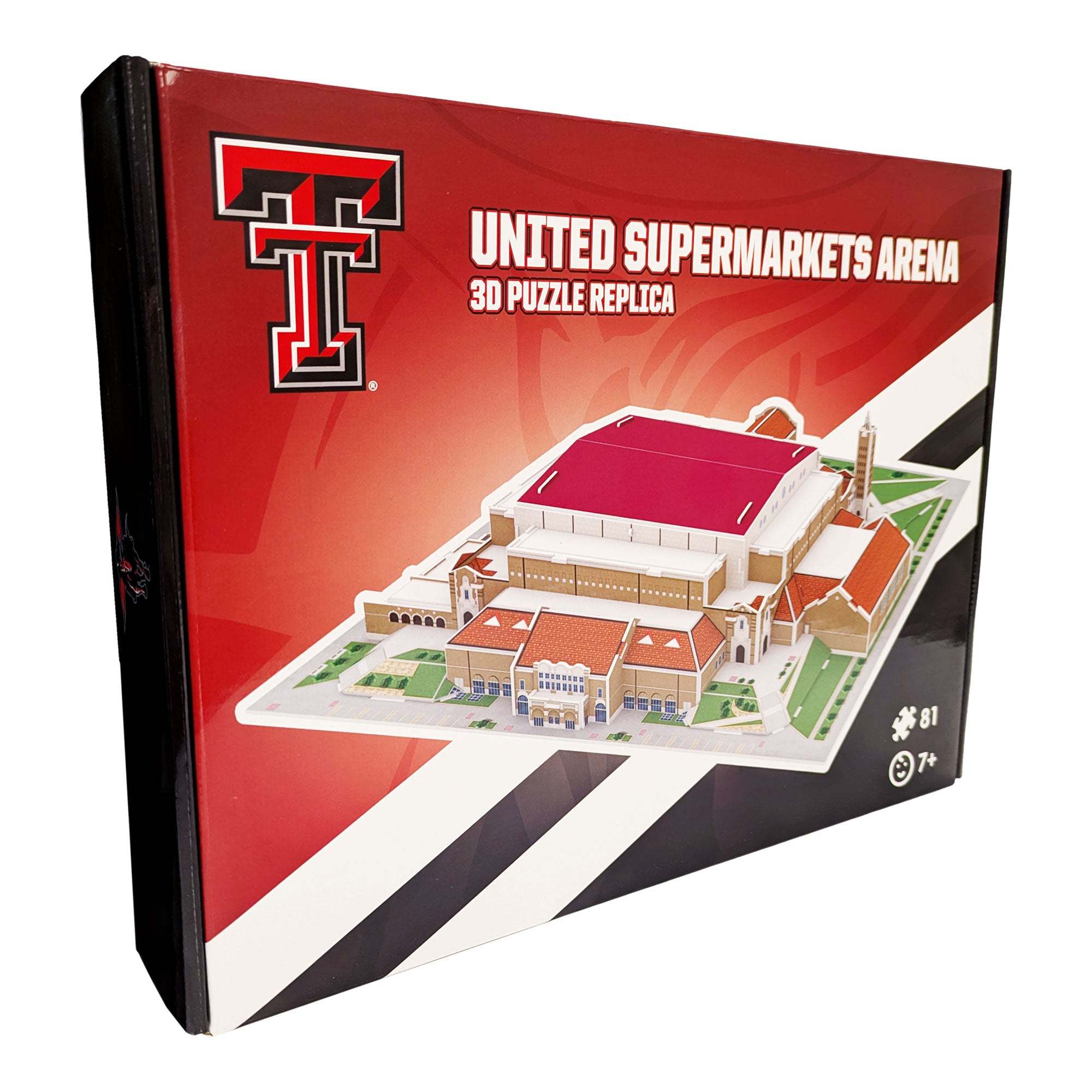 Texas Tech United Supermarkets Arena 3D puzzle replica retail box angled front view