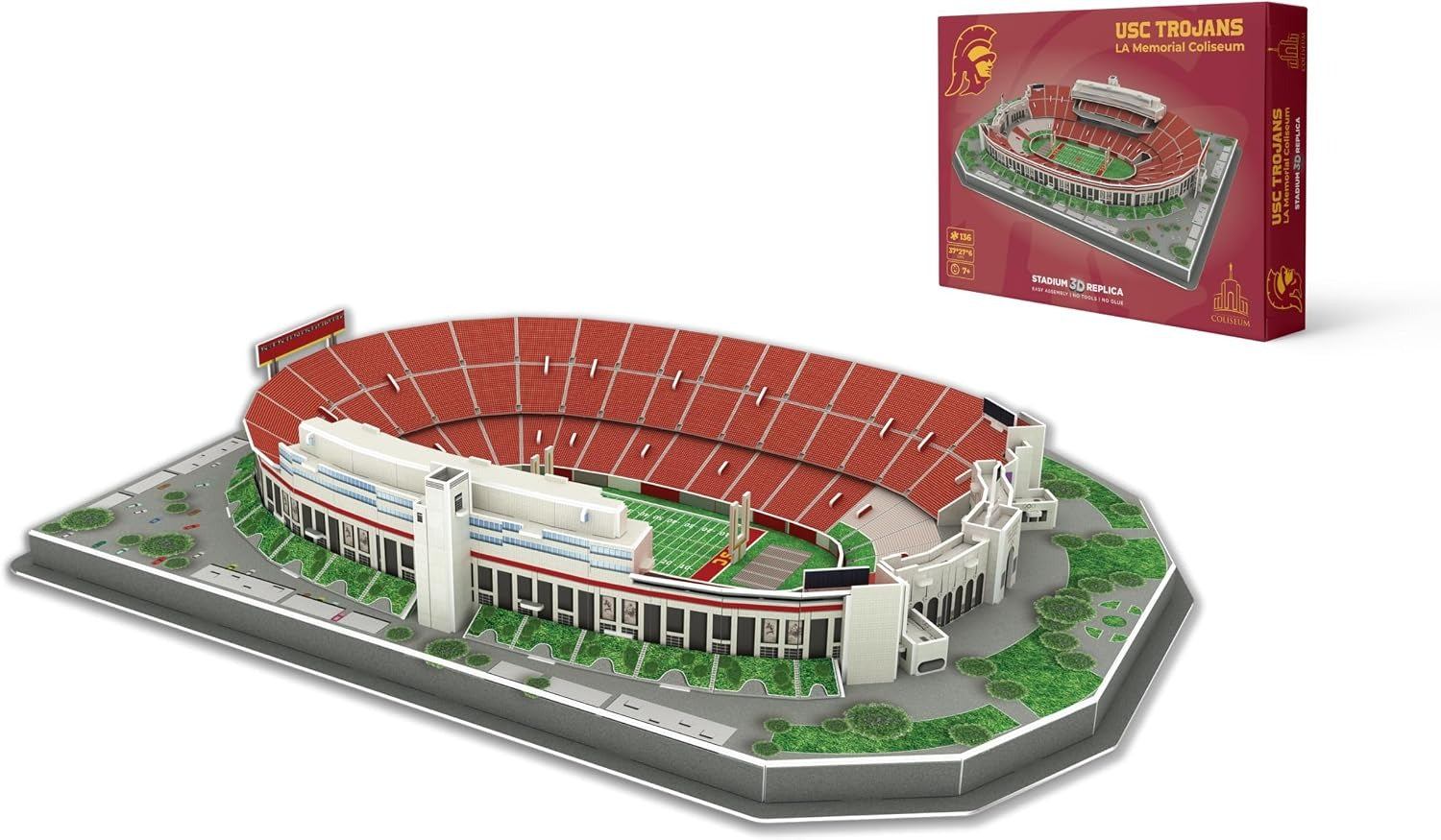 136-piece USC Trojans Los Angeles Memorial Coliseum 3D puzzle replica in cardinal and gold colors