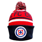 Cruz Azul football beanie with red, white, and navy colors and club crest